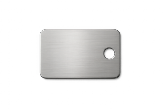 Blank brushed metal tag label with hole