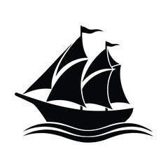 Ship Silhouette Bold Clean Sailing Logo Vector Illustration
