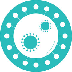 Teal Circular Graphic Design Representing Coronavirus Particles with a Transparent Background