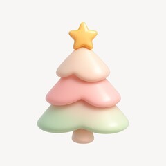 Pastel whimsical Christmas tree illustration.