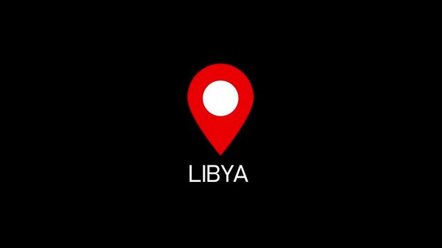 Red location pin icon with white circle and Libya text on white background map marker navigation.Location or map pin icon symbol set. Location pointer.