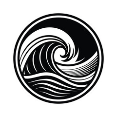 Wave Circle Silhouette Bold Clean Logo Vector Illustration