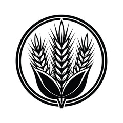 Obraz premium Wheat Stalk Silhouette Bold Clean Logo Vector Illustration