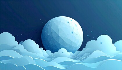 Dreamy Moonscape - A Serene Night Sky with Clouds and Stars.