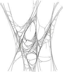 Halloween cartoon creepy cobweb or spiderweb net. Autumn scary cobweb decoration, Halloween holiday spooky spiderweb vector thread. Horror party tangled spider web net or decor element