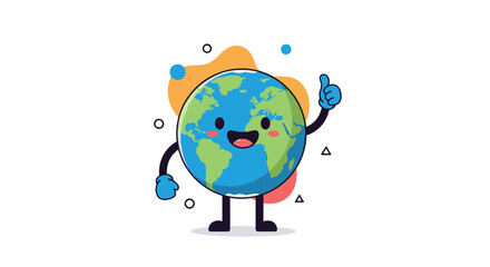 Obraz premium Happy Earth Character Giving Thumbs Up.
