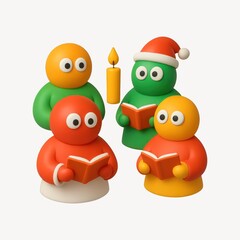 Festive cartoon characters singing joyfully.