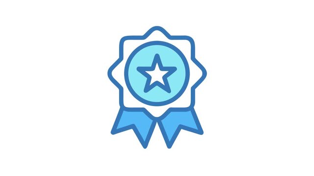 Blue award badge with star on White Background design