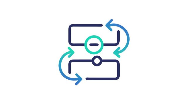 Data syncing process represented with curved arrows and boxes