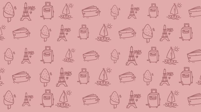 France pattern with eiffel tower and luggage design suitable for travel related projects, backgrounds, textiles, and souvenirs with a french theme
