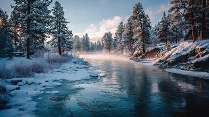 Serene Winter Wonderland. Captivating Image of a Snowy Landscape in the Depth of Winter.
