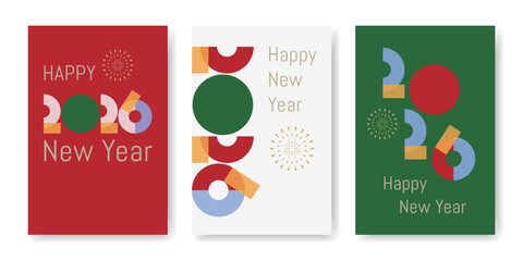 2026 happy new year modern art design template for greeting card, poster, web banner. Geometrical modern style design