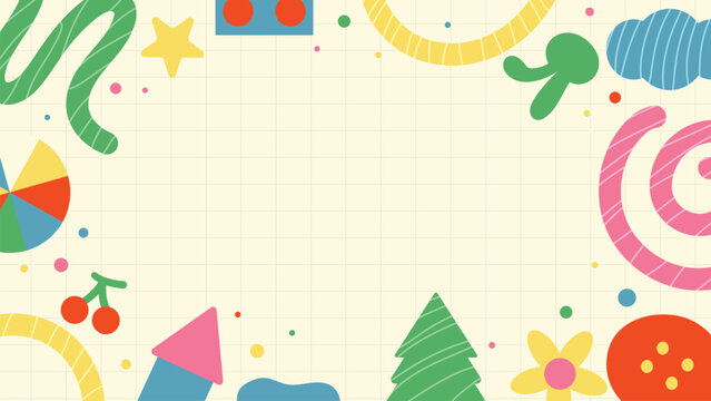 Vector colorful abstract geometric frame background for kids and students