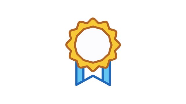 Simple badge award graphic with ribbon on White Background