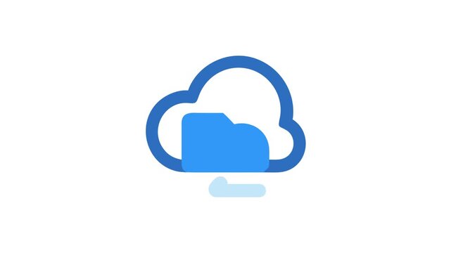 Blue cloud storage icon with folder and line element