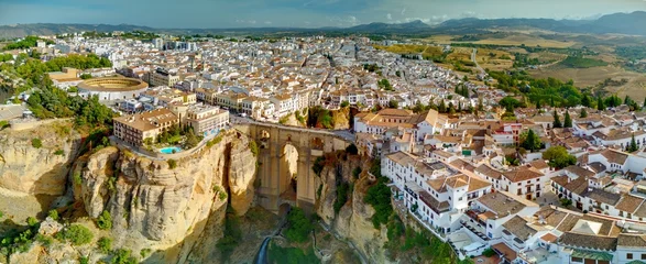 Handdoek met foto Ronda Puente Nuevo Ronda, Andalusia, Spain with the Famous New Bridge (Puente Nuevo)  © Robert