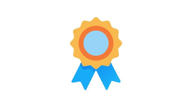 Vector illustration of a gold medal with blue ribbon