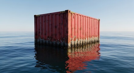 Lost at Sea - A Shipping Container Adrift in the Ocean.