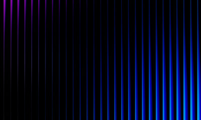 Fototapeta premium Abstract blue wave light pattern with glowing vertical gradient lines on black background, futuristic energy pulse digital design illustration