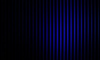 Abstract blue wave light pattern with glowing vertical gradient lines on black background, futuristic energy pulse digital design illustration