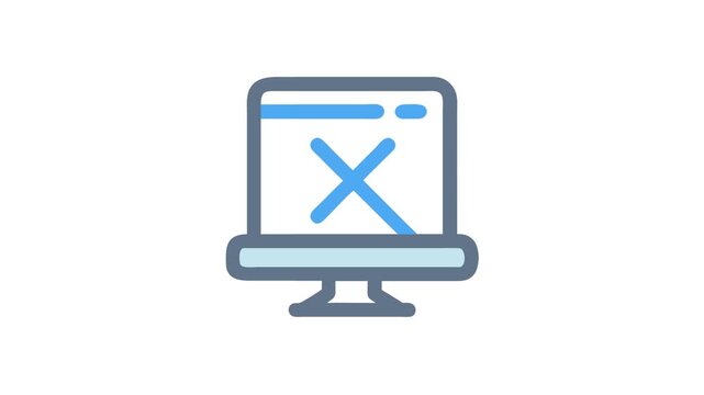 Monitor with cross icon indicating error or malfunction symbol