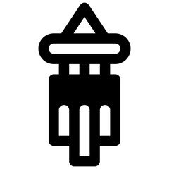 Wind chime. Outlined stroke vector icon with black-filled details.