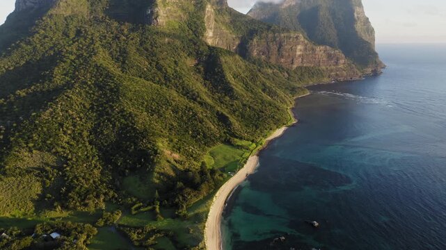 Mount Gower at sunset, aerial view, Lord Howe Island, Australia