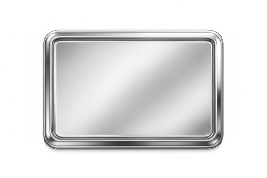 Blank metal chrome sign plate with transparent background