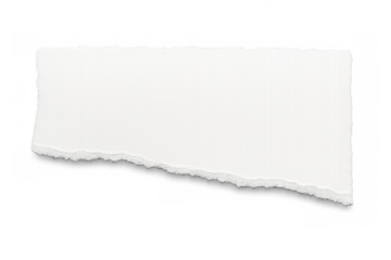 Torn blank white paper strip on transparent background creating copy space for message or text