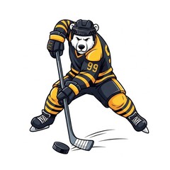 Fototapeta premium A hockey player with a hockey stick and puck
