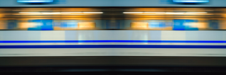 Motion blur of high speed train in subway