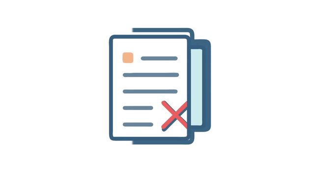 Rejected document graphic with an x mark in flat style