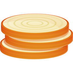 Three Sliced Onion Rings Stacked Together With A Transparent Background And A Subtle Yellowish Orange Hue Representing Fresh Ingredients For Cooking
