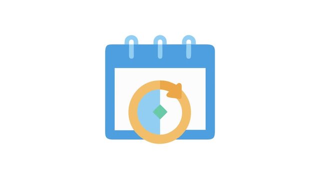 Recurring event calendar icon flat design with arrow