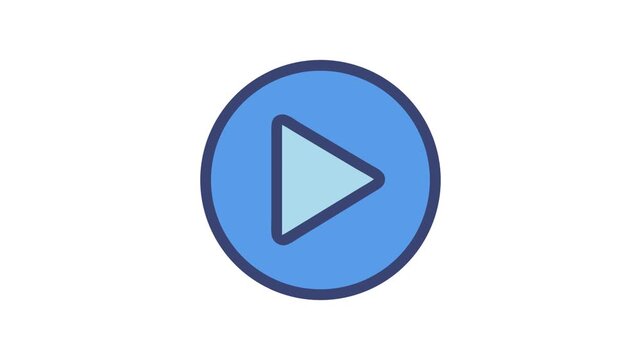 Play button icon with soft blue shades on White