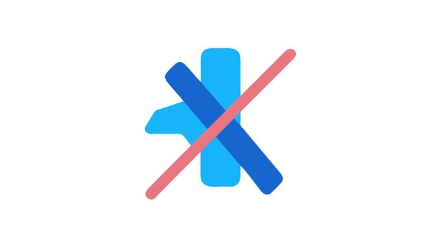 Prohibition flat icon with line across blue shapes