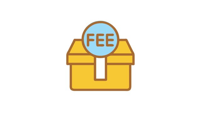 Delivery box with fee illustration on White Background