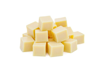 Cubes cheese isolated on a white background