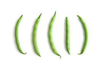 Fresh green beans isolated on white background