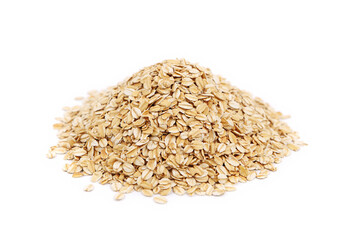 Pile of rolled oats isolated on white