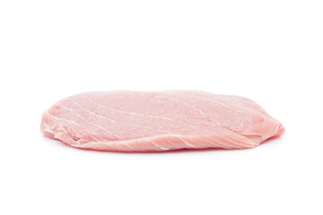 Raw turkey fillet isolated on white background.