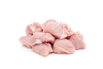 Raw turkey meat isolated on white background with spices.