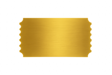 Golden brushed metal ticket shape with wavy edges