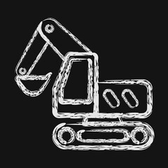 Icon excavator. Gold mining elements. Icon in chalk style.