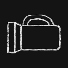 Icon flash light. Gold mining elements. Icon in chalk style.