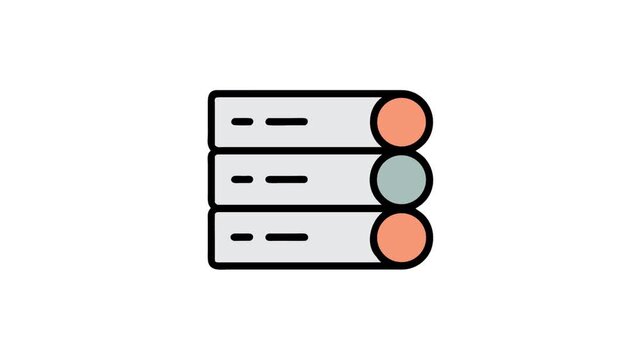Three horizontal list item bars with colorful circular accents
