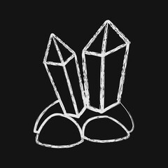 Icon minerals. Gold mining elements. Icon in chalk style.