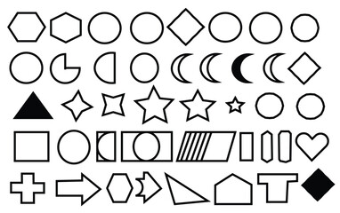 Basic Shapes Outline, Rectangle, Triangle. Geometric Banners Stock Vector -