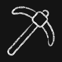 Icon pick axe. Gold mining elements. Icon in chalk style.