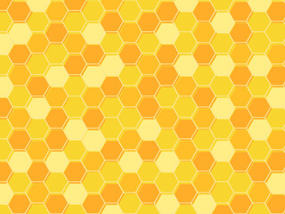 ハニカム背景　Honeycomb Background.　六角形の黄色い蜂の巣ベクター壁紙